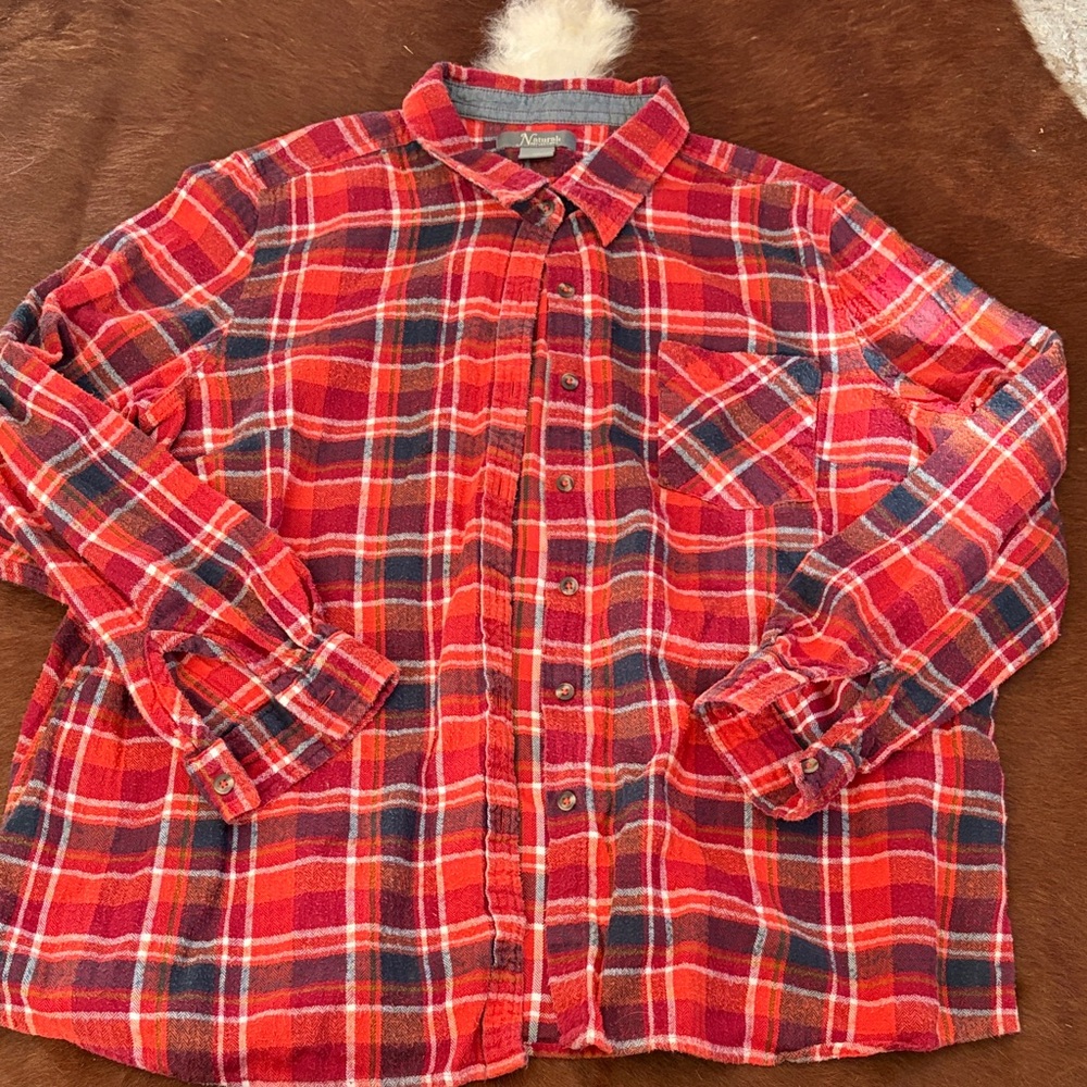 Natural Reflections Red and Gray Plaid Shirt